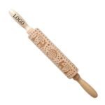 Wooden Christmas Print Rolling Pin