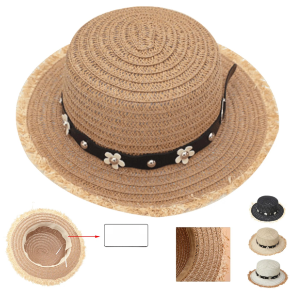 Summer Flower Beach Straw Hat for Kids
