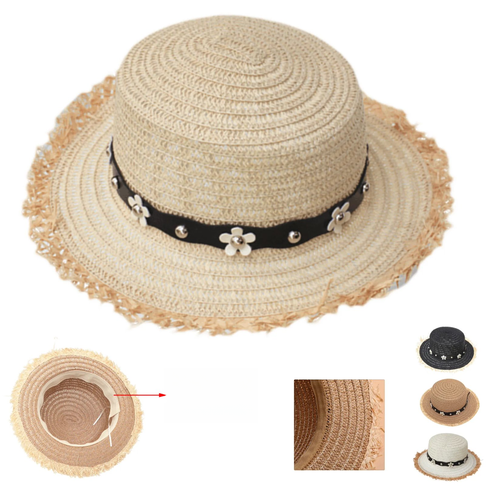 GP006128_36845_1_923 Summer Flower Beach Straw Hat for Adults