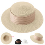 Summer Beach Sun Protective Flat Straw Hat For Women