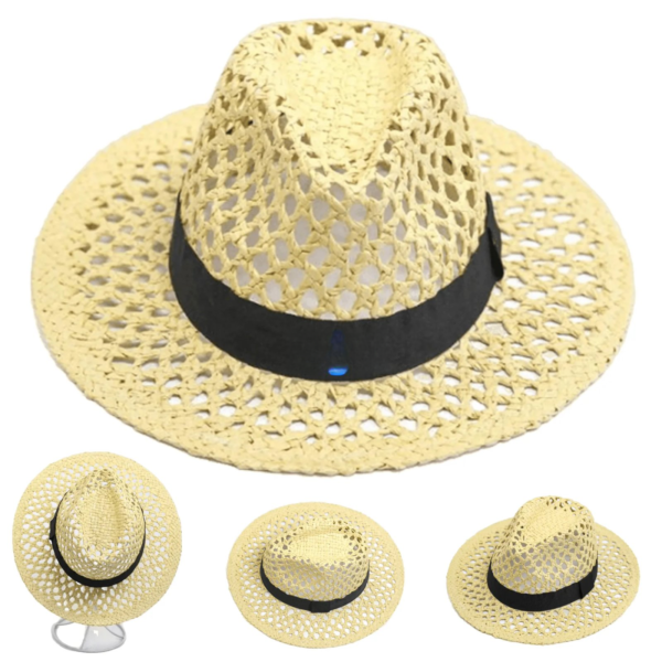 Men's Jazz Manual Sun Protective Straw Hat