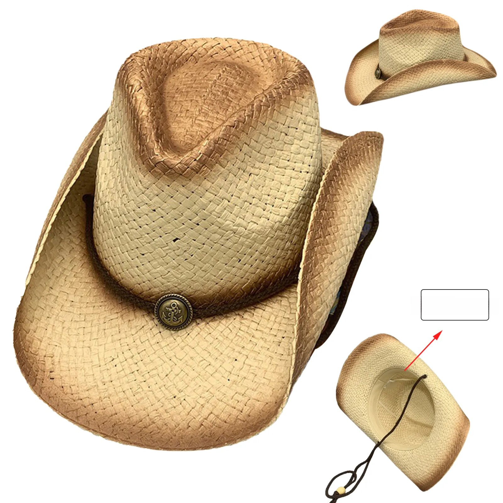 GP006141_36858_1_21770 Unisex Cowboy Roll Rim Straw Hat Wide Brim