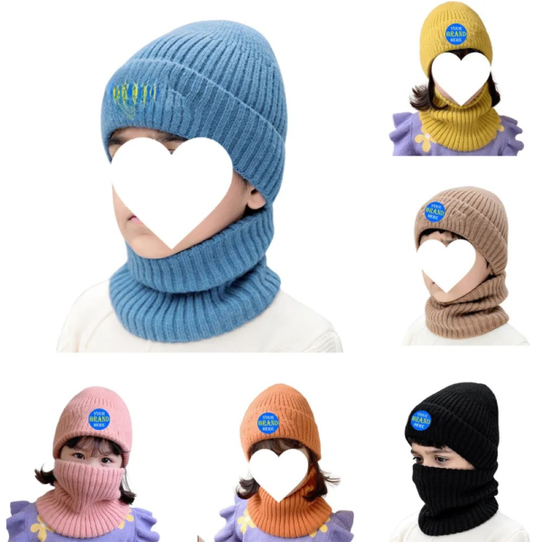 Winter Knit Children Hat W/ Scarf