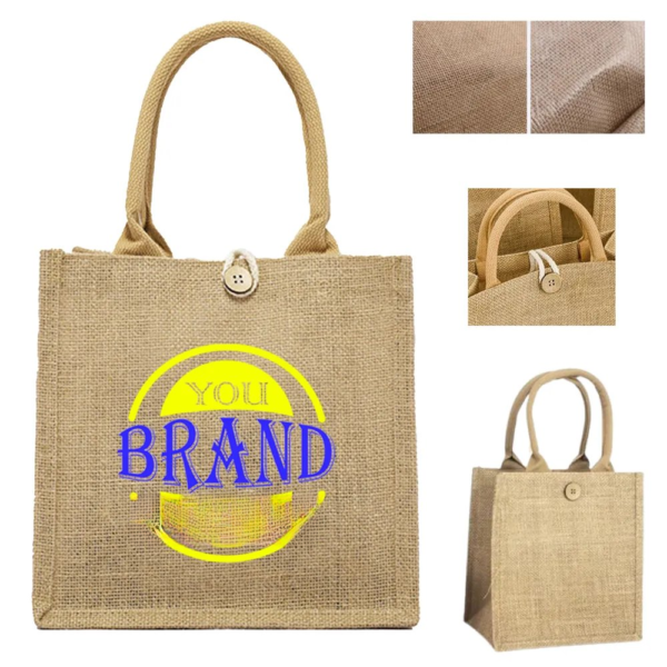 9.06 X 5.91 X 8.27 Inch Jute Burlap Tote Bag