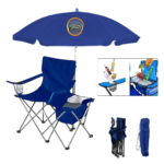 Folding Camping Chair W/ Cooler Bag And Umbrella
