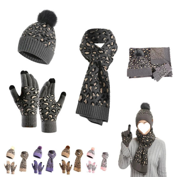 Acrylic Leopard Knit Set