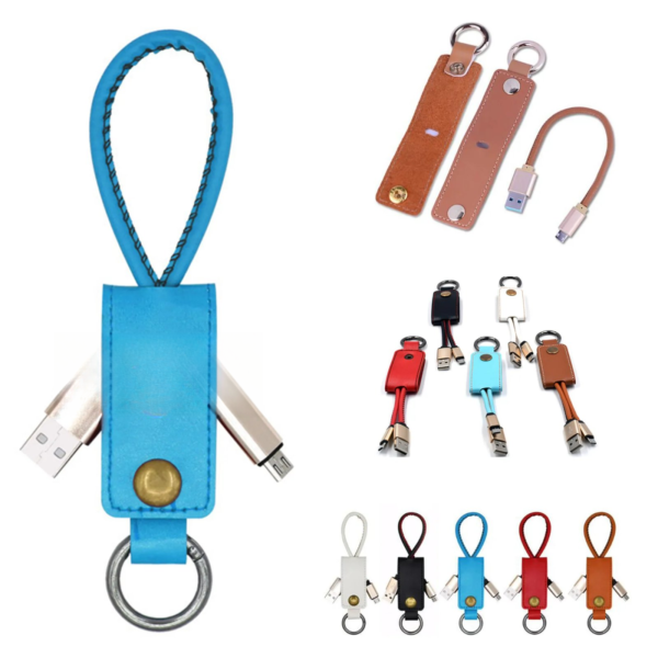 Leather Key Chain Data Cable