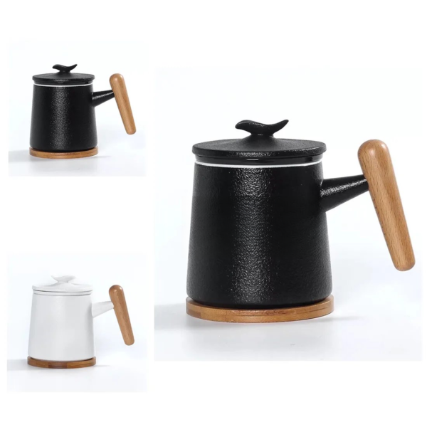 300ml Ceramic Tea Cup With Wooden Coaster And Tea Infuser