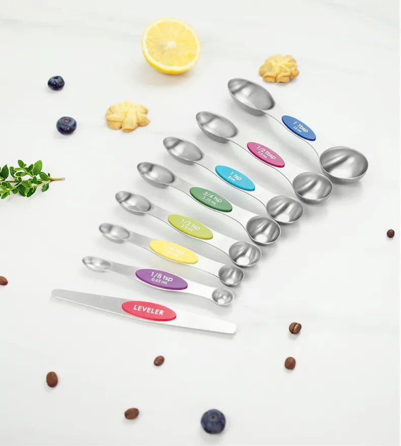 f4cfe70660f86fc25abaea0dbebc7f504ef37e05 Magnetic Suction Double Head Measuring Spoon 9-Piece Set - Image 1